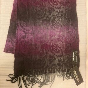 NWT Steve Madden Ombre Paisley Muffler Scarf in Purple and Black 11"W x 70"L